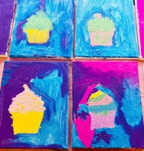 childrens paintings of cupcakes on canvas