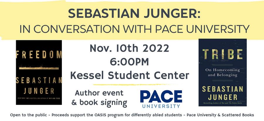 Sebastian Junger Book Signing Event 11/10/22 at Pace College